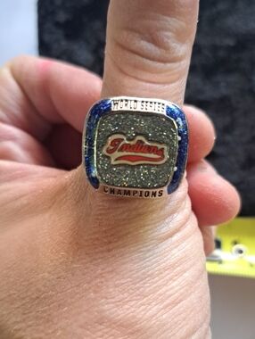 Indians World Series Champions Ring - Silver & Blue